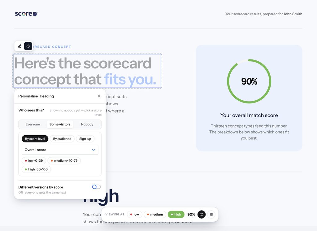 Personalized Results Page from ScoreApp